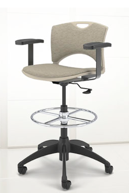 0326 - Upholstered Seat - Plastic Back - Staff Stool